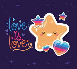 love is love and kawaii star vector design