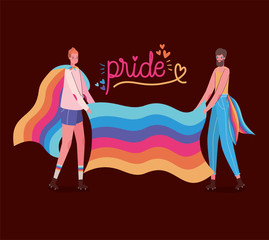 boys with costumes lgtbi flag and pride vector design