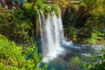 Fototapeta na wymiar Duden waterfall park in Antalya