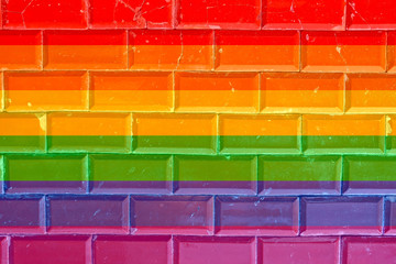 shabby brown red brick wall, textured background. LGBT natural pattern, Vintage texture background, Abstract painting.