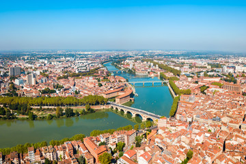 Fototapeta na wymiar Toulouse aerial panoramic view, France