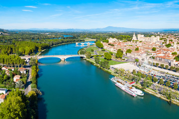 Fototapeta na wymiar Avignon city aerial view, France