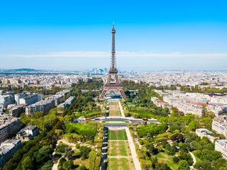 Fotobehang Eiffel Tower aerial view, Paris © saiko3p