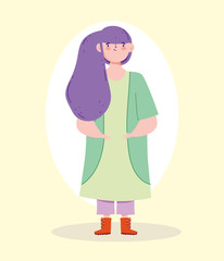 avatar woman with purple hair vector design