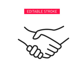 Business handshake line icon. Handshake Friendship Partnership  Outline Stroke Icon. Hand line pictogram.
