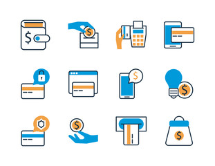 bundle of payment on fill set icons