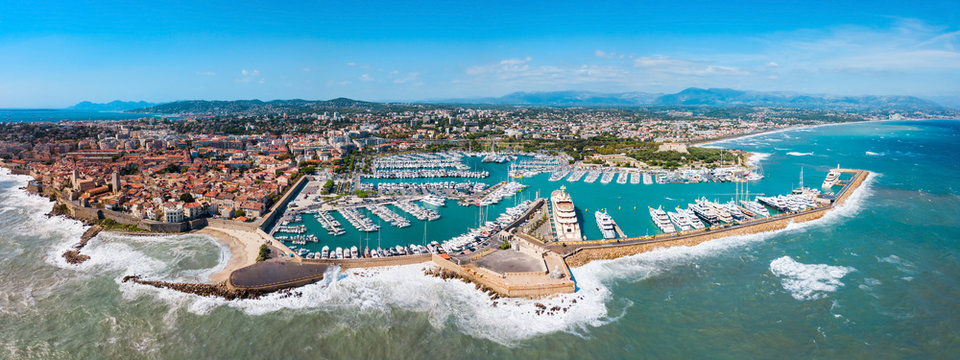 Antibes aerial panoramic view, France