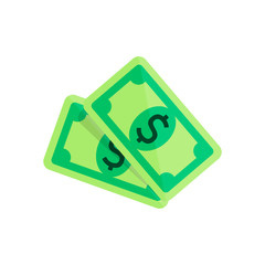 Money, banknote or dollar bill icon flat on isolated white background. EPS 10 vector