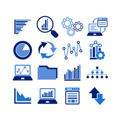 Business Infographic icons. Set of charts and graphs. Statistics, pictogram, data set on isolated white background. EPS 10 vector