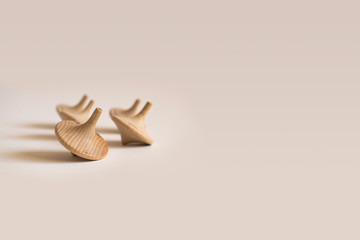 Minimalist wooden children's toys on white background