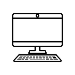 computer monitor and keyboard, line style