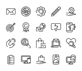 social media marketing set icons