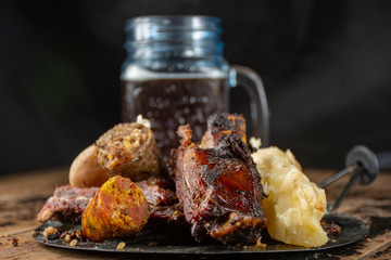 shish kebab on the grill 
grilled meat