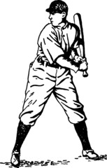 Fototapeta na wymiar Vintage Drawing of an Old Baseball Player
