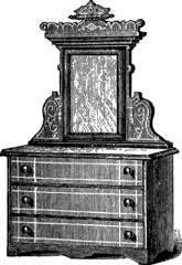 Hand Drawn illustration of a Mirror Dresser
