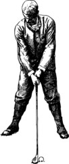 Vintage drawing of a Old Fashion Golfer