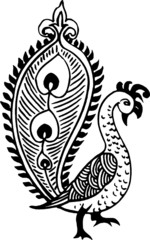Sketch of a Peacock Pattern