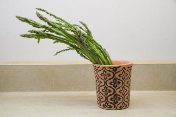 Fresh Wild Asparagus In A Cup