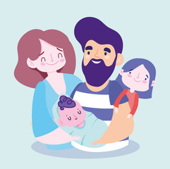 Mother father daughter and baby vector design