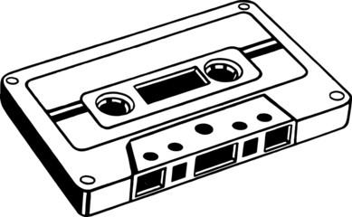 Vintage illustration of a Retro Music Cassette