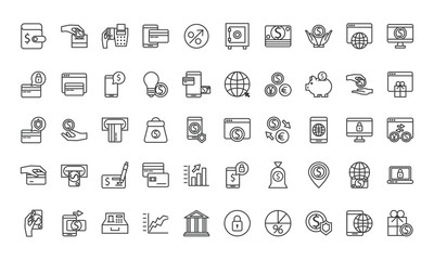 bundle of payment on line set icons