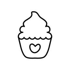 cupcake with heart icon, line style