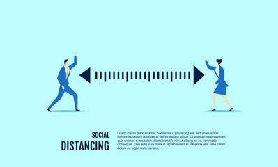 people social distancing vector flat illustration concept isolated template white background can be use for presentation web banner UI UX landing page