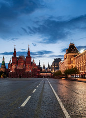 Fototapeta na wymiar Empty illuminated Red Square and Kremlin, Moscow, Russia