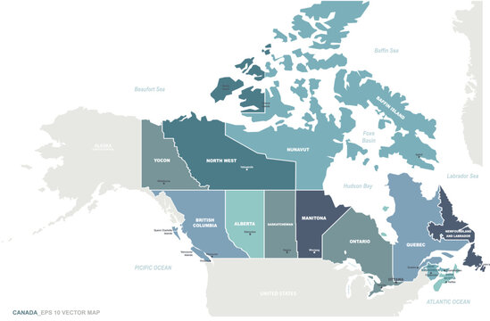 canada map. canada province and territores vector map. 