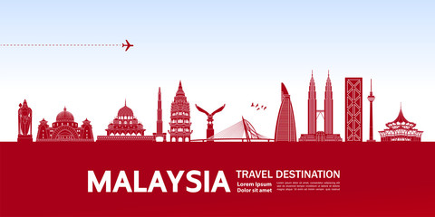 Obraz premium Malaysia travel destination grand vector illustration. 