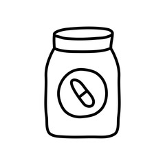 medication pills bottle icon, line style