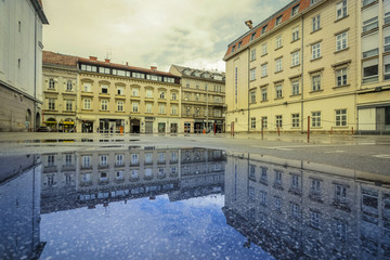 Fototapeta na wymiar Reflection of the buildings in Zagreb