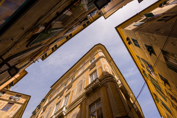 Fototapeta na wymiar Classic building of Genova old town, Italy.