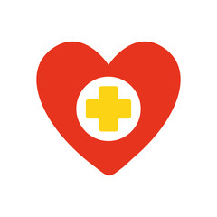 Obraz premium stop the spread concept, heart with medical cross icon, flat style