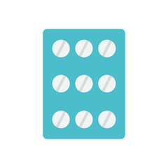 medication pills blister icon, flat style
