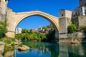 Mostar Bridge, an Ottoman bridge in Mostar, Bosnia and Herzegovina