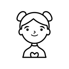 Obraz na płótnie Canvas cartoon girl smiling icon, line style