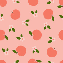Peach. Colored Seamless Vector Patterns 