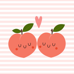 Kawaii Cartoon Peach in love.