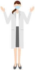 Vector image of a female doctor in in the white coat with a mask