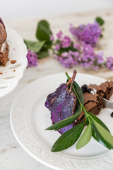 Chocolate Cake in Purple Color decorated with flowers -  Spring/Summer Cake