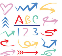 Set of Arrow Hand Drawn Design Element 