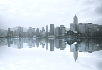 Fototapeta premium Hong Kong Cityscape; Hong Kong Landscape with black and wite style