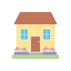 Fototapeta premium house with garden icon, flat style