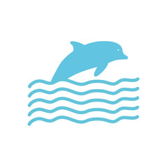 Obraz premium dolphin and waves, flat style