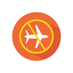 banned flights symbol, forbidden sign with airplane icon, block flat style