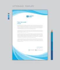 Creative Letterhead template vector, minimalist style, printing design, business advertisement layout, Blue wave graphic background concept