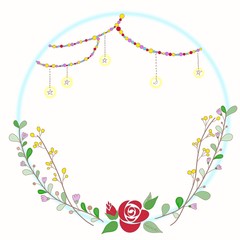 星と月と植物のフレーム