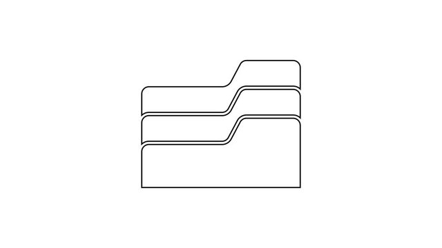 Black line Document folder icon isolated on white background. Accounting binder symbol. Bookkeeping management. 4K Video motion graphic animation