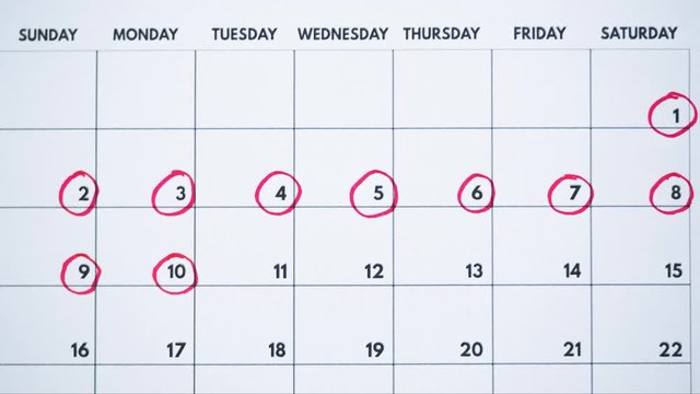 Calendar animation being circled with a red marker
